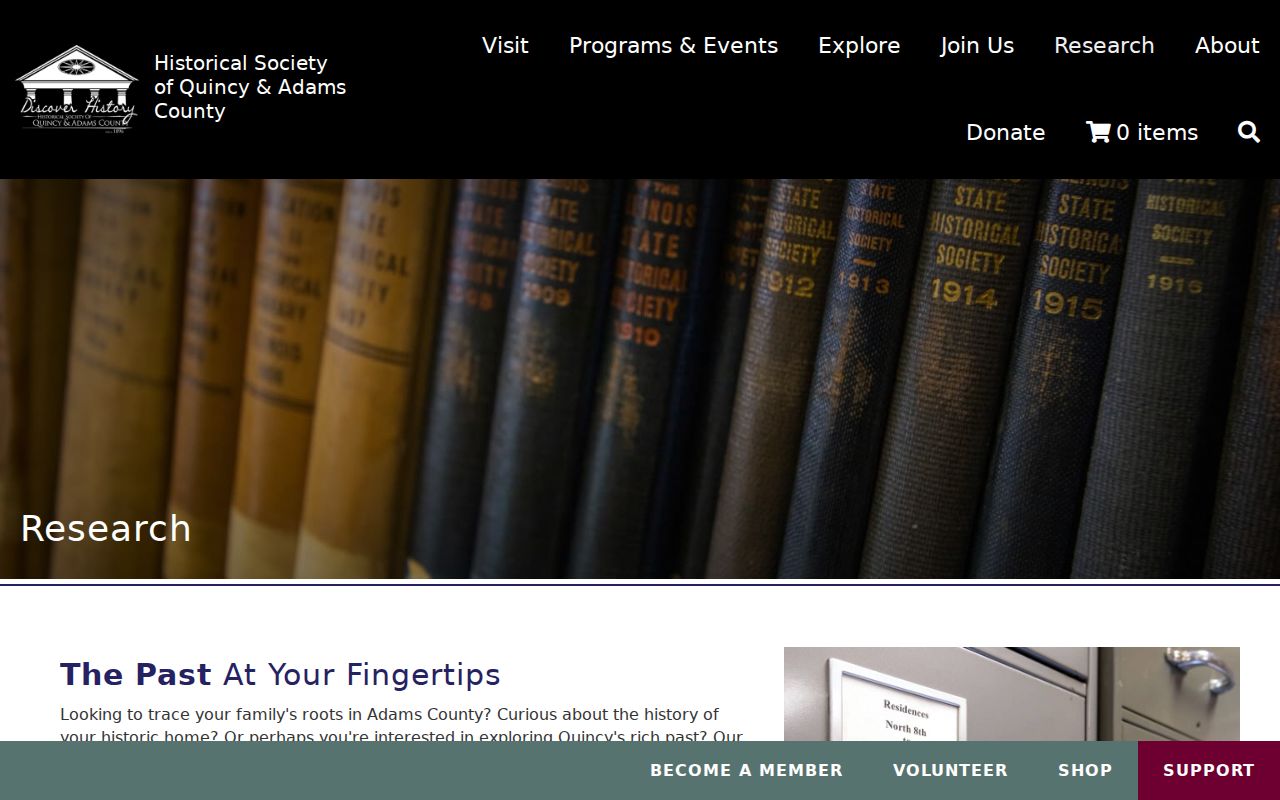 Historical Society of Quincy and Adams County research library information